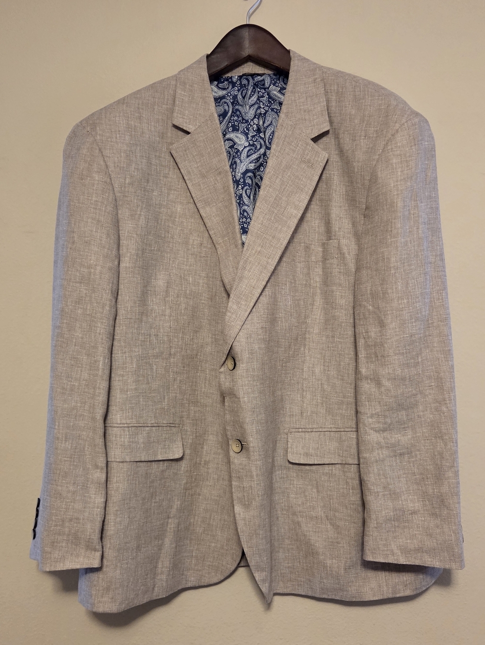 Oak Hill Sport Coat Blazer 2XL 50R/52R Linen Rayon Tan